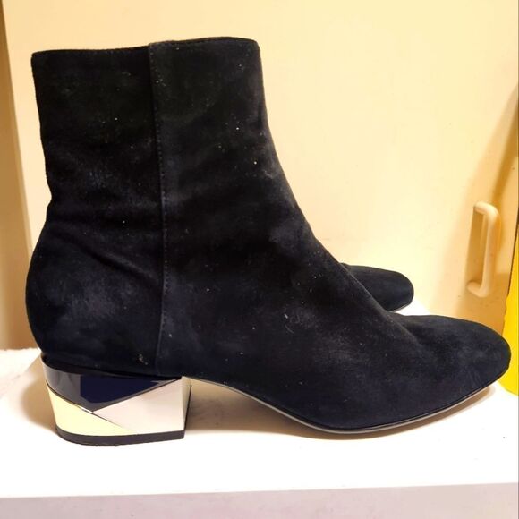 Lola Cruz x Anthropologie Black Suede Metal Heel Ankle Boots Sz.10/40 Ret.$325 - Picture 4 of 8